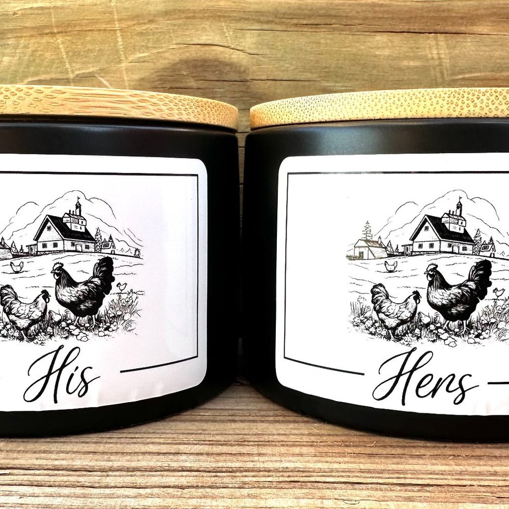 His,Hers,Ours 5oz Couples Candle Set Blue Rooster Candle Co